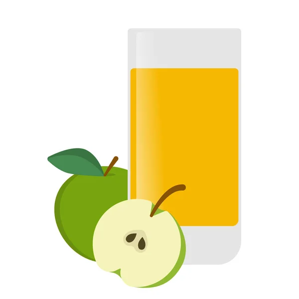 Beyaz arka planda elma suyu basit illüstrasyon — Stok Vektör