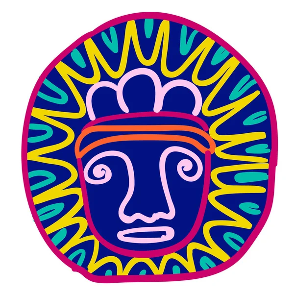 Imagen azteca ilustración simple sobre fondo blanco — Vector de stock