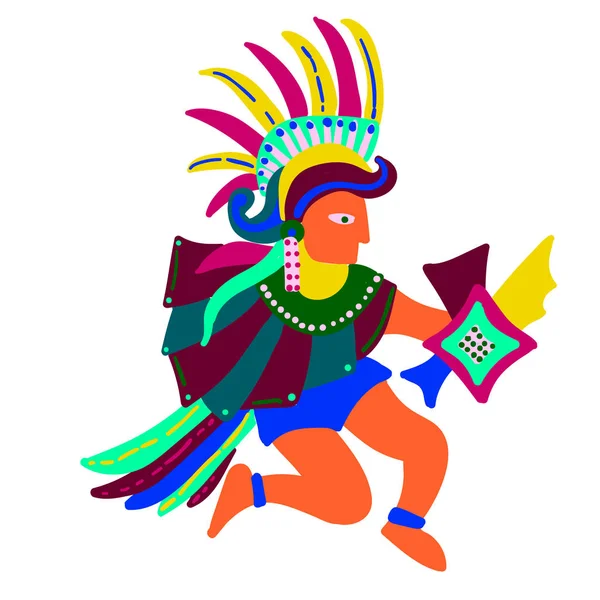 Aztec man einfache Illustration auf weißem Hintergrund — Stockvektor