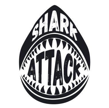 Beyaz arka planda köpekbalığı saldırı işareti