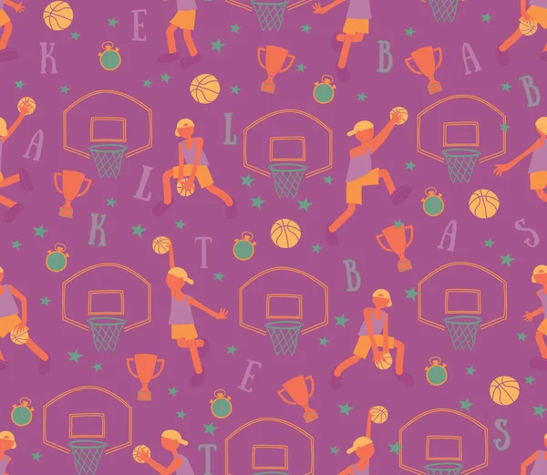 子供のためのバスケットボールパターン漫画のデザイン — ストックベクタ