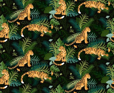 Leopar ve kaplan deseni düz renk tasarımı