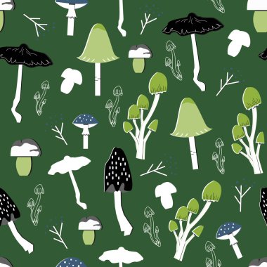 Mantar desen dikişsiz tasarım grafik