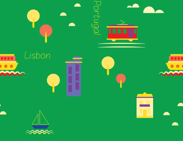 Modèle de Lisbonne graphique design sans couture — Image vectorielle