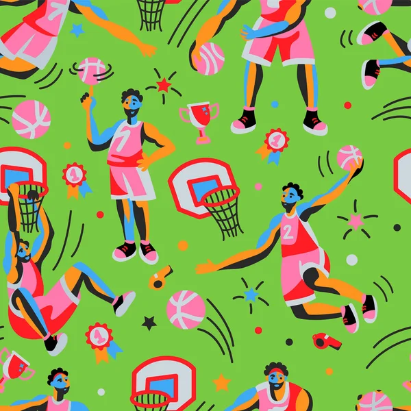 Modèle de basket-ball design sans couture graphique — Image vectorielle