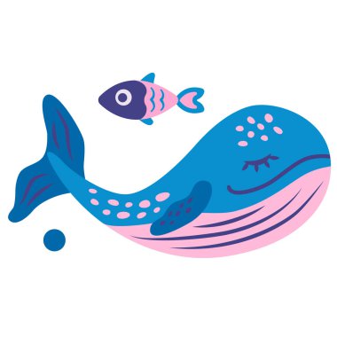 Beyaz balina düz renk illüstrasyon