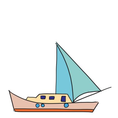 Beyaz üzerinde gemi düz renk illüstrasyon