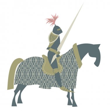 Beyaz üzerinde at düz renk illüstrasyon Knight