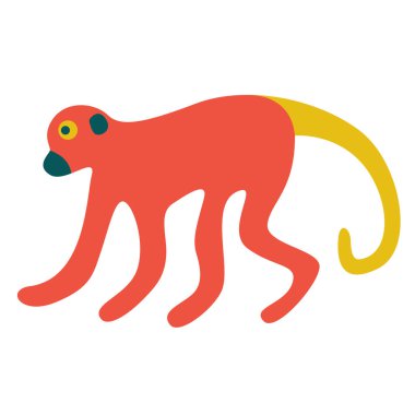 Beyaz maymun düz renk illüstrasyon