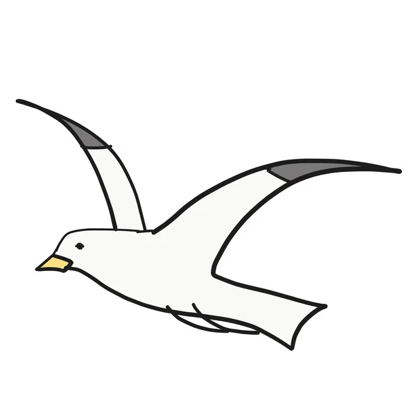 Seagull flat color illustration on white — Stock Vector