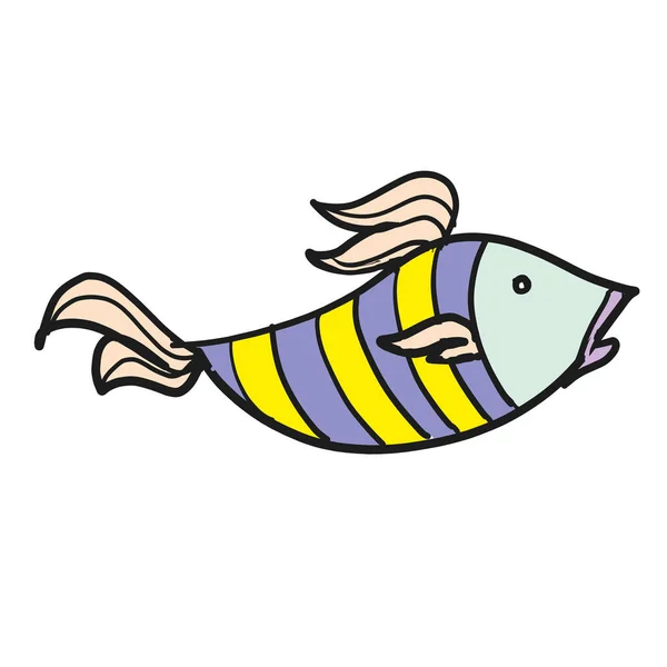 Poisson illustration en couleur plate sur blanc — Image vectorielle