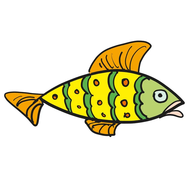 Ilustración a color plano de pescado sobre blanco — Vector de stock