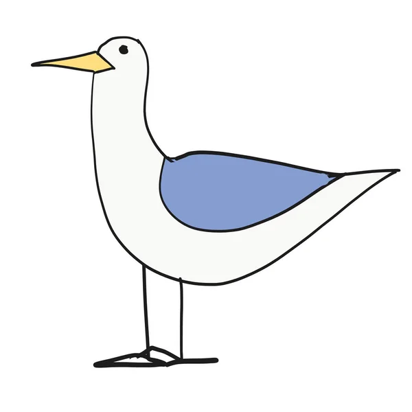 Seagull plochá barva ilustrace na bílém — Stockový vektor