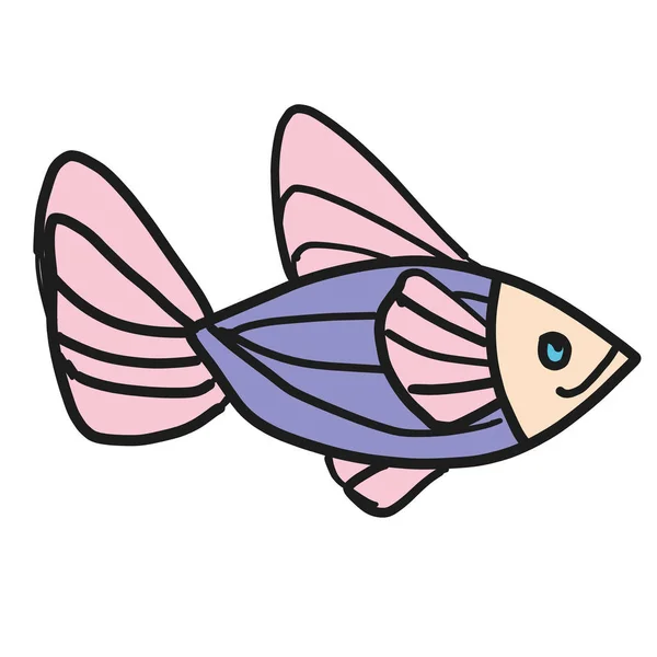 Poisson illustration en couleur plate sur blanc — Image vectorielle