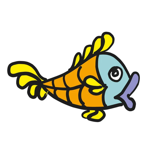 Ilustración a color plano de pescado sobre blanco — Vector de stock