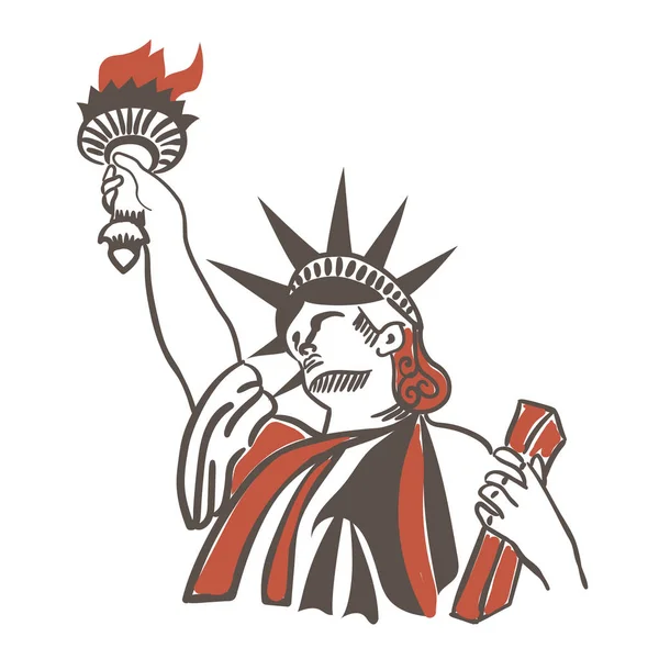 Statue de la liberté illustration en couleur plate — Image vectorielle