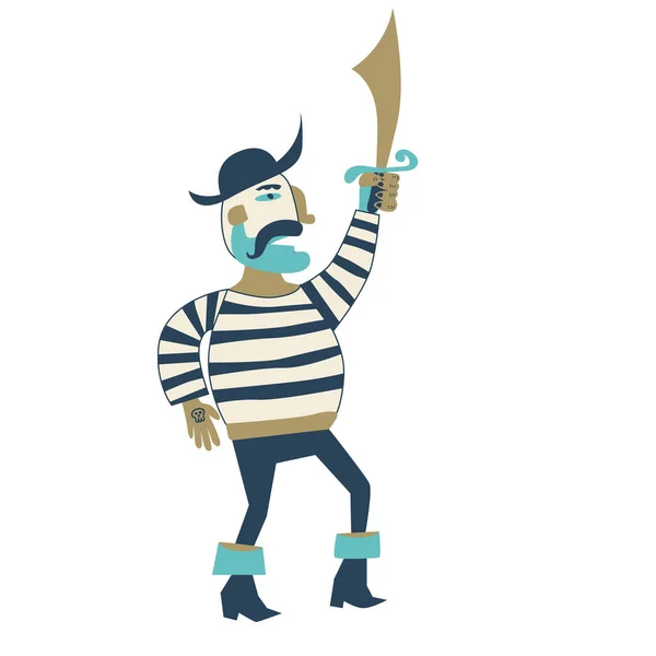 Piraat platte kleur illustratie op wit — Stockvector