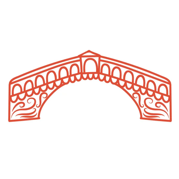 Венецианский мост плоский цветной рисунок на белом — стоковый вектор