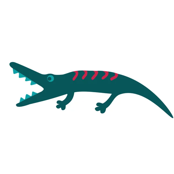 Krokodýlí plochá barva ilustrace na bílém — Stockový vektor