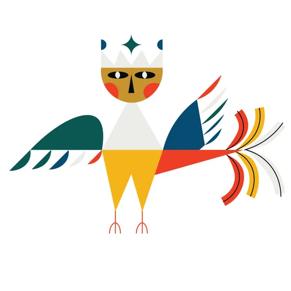 Ilustración a color plano de pájaro mitológico en blanco — Vector de stock