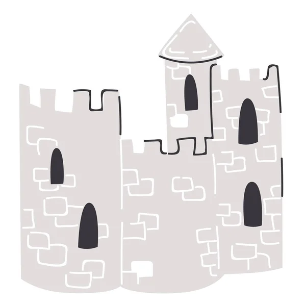 Средневековый замок плоского цвета иллюстрация на белом — стоковый вектор