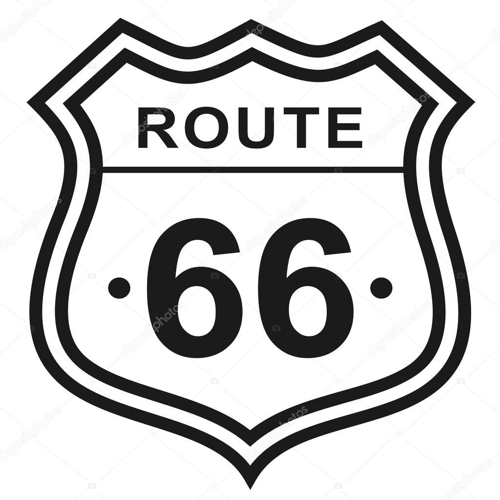 Route 66 flat color illustration on white