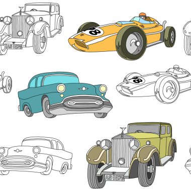 Retro taşıma deseni dikişsiz tasarım illüstrasyon