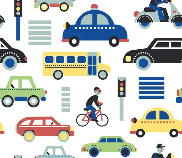 都市交通パターンシームレスなデザインイラスト — ストックベクタ