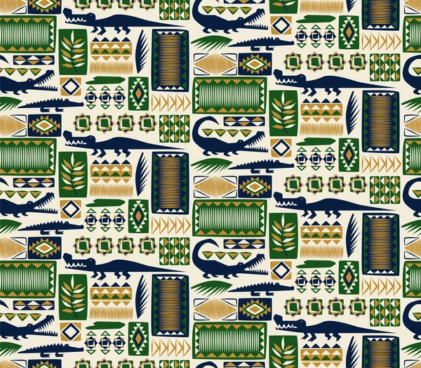 African crocodile pattern seamless design illustration Royalty Free Stock Vectors