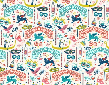 Venedik desen dikişsiz tasarım illüstrasyon