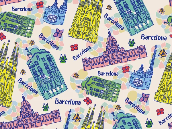 Barcelona mönster sömlös design illustration — Stock vektor