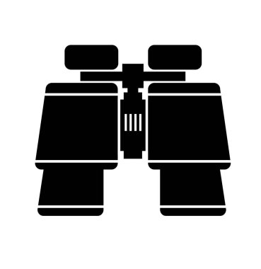 Beyaz arkaplanda dürbünlü siyah simge