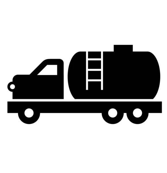 Zwart pictogram voor vloeibare vrachtwagen — Stockvector