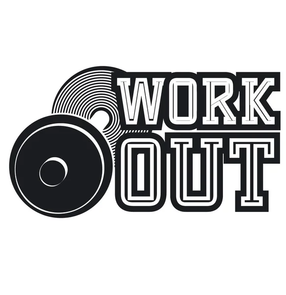 Workout Emblem mit Langhantel — Stockvektor