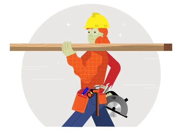 Žena stavební dělnice v práci — Stockový vektor