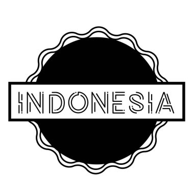Beyaz arka planda INDONEZYA siyah damgası. Pullar ve çıkartmalar serisi.