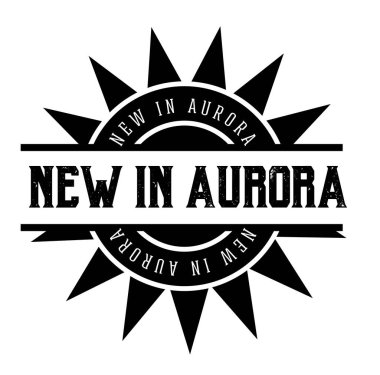 Aurora 'da yeni, beyaz arka planda siyah bir damga. Pullar ve çıkartmalar serisi.