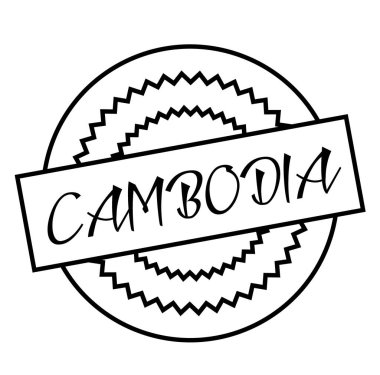 Beyaz üzerine CAMBODIA damgası. Pullar ve etiketler serisi.