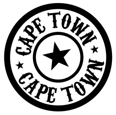 Beyaz üzerinde CAPE Town damgası. Pullar ve etiketler serisi.