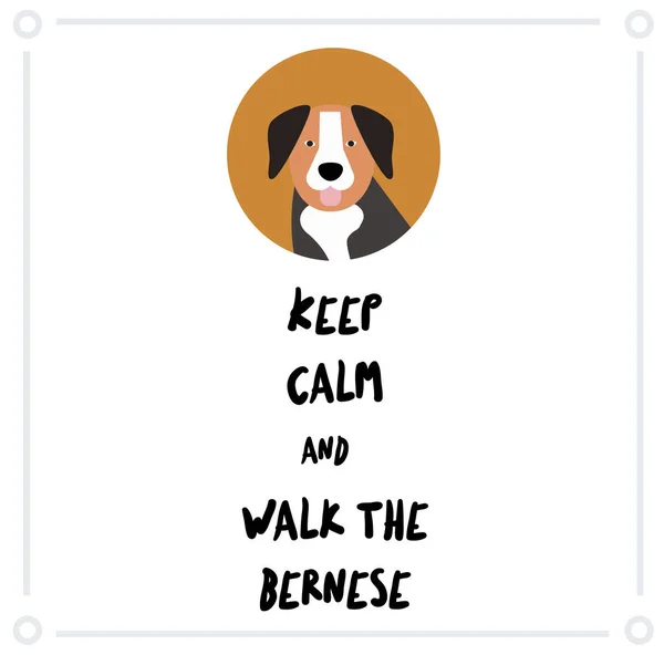 Keep Calm and walk the bernese mountain dog — Stock Vector