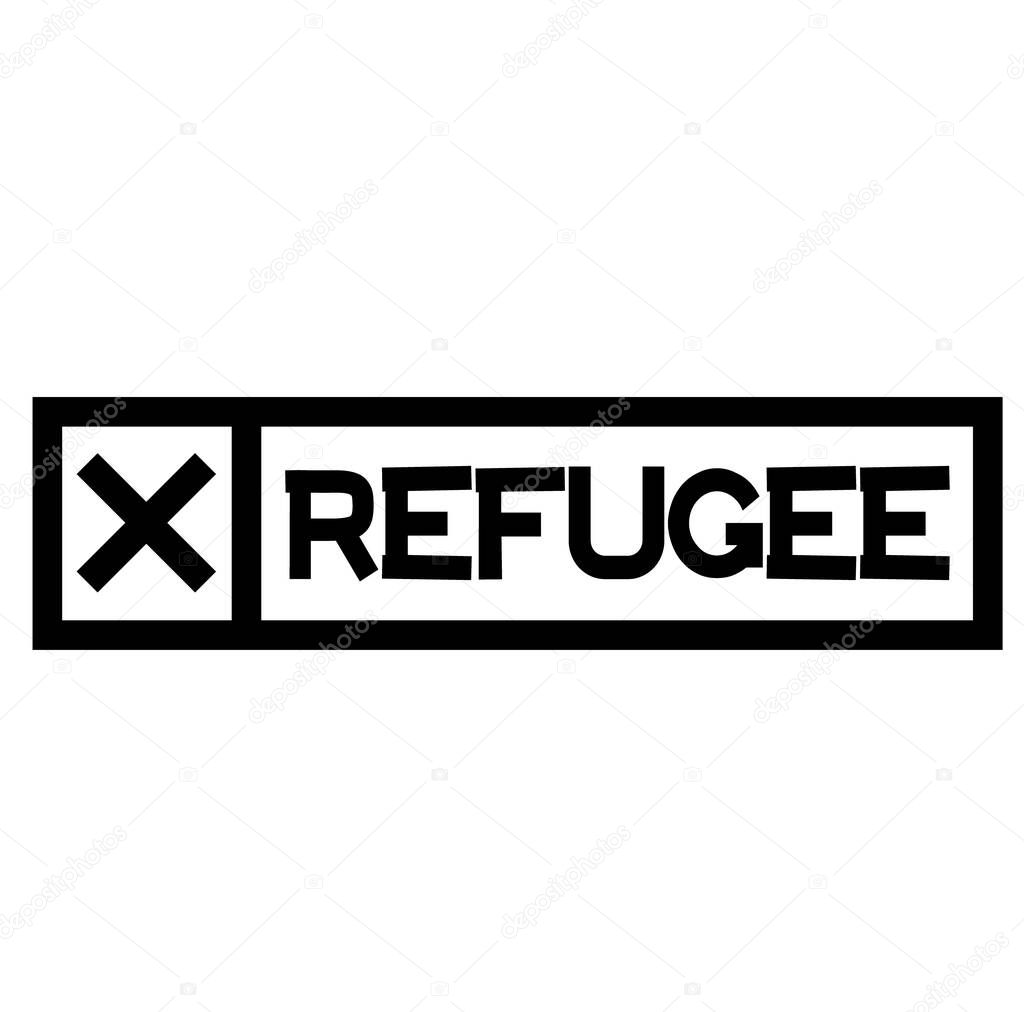 REFUGEE black stamp on white background. Stamps and stickers series.