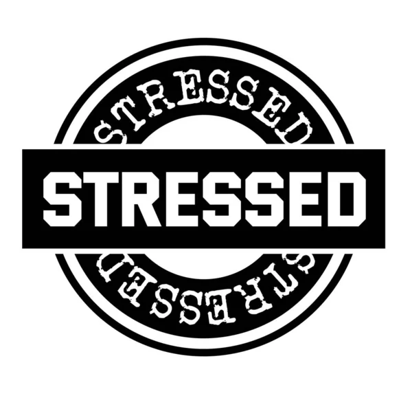 Stressed Teken Witte Achtergrond Sticker Stempel — Stockvector