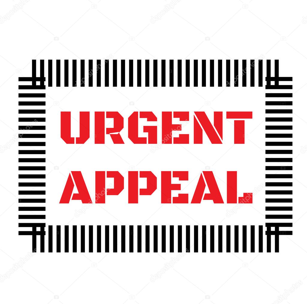 URGENT APPEAL sign on white background. Sticker, stamp