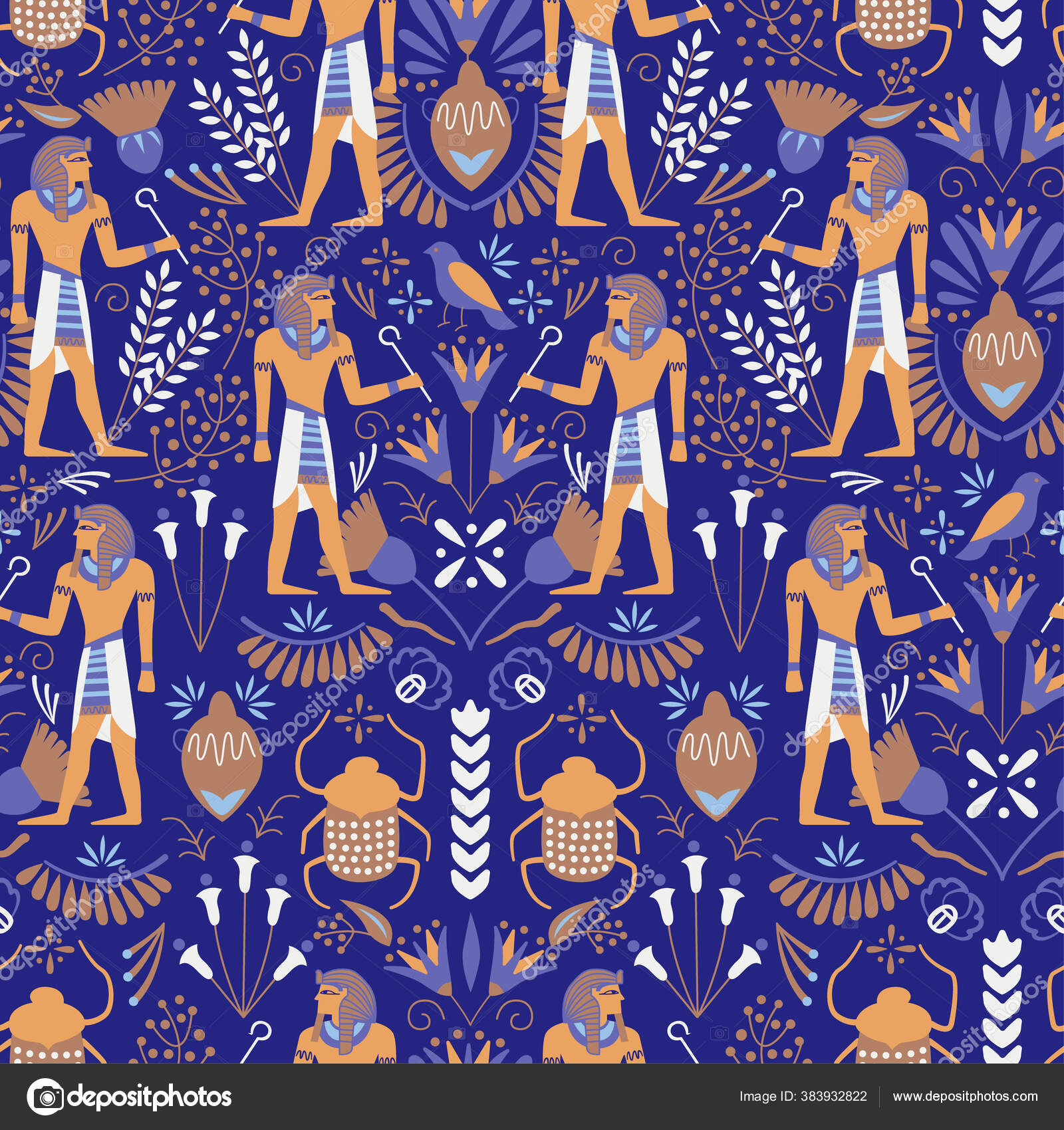Ancient Egypt Pattern Seamless Design Illustration Fabric Wallpaper