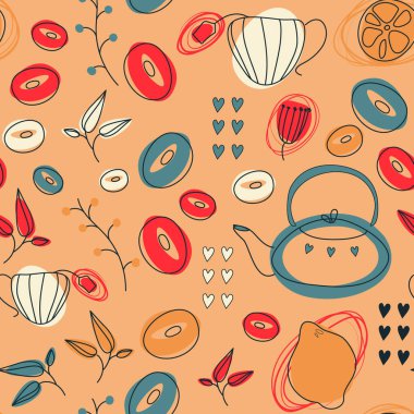 Mutfak desenleri kusursuz tasarım. Dekorasyon tekstil ve kağıt serisi