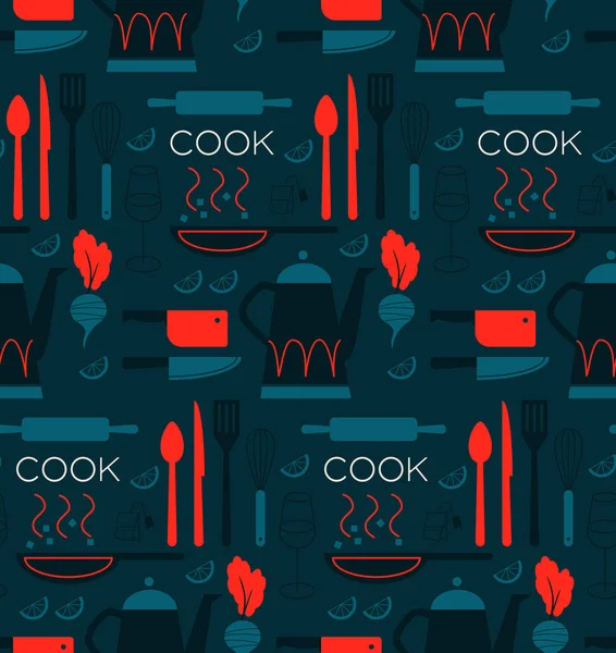 Nahtloses Geometrisches Muster Der Küche Serie Für Küche Und Wohnkultur — Stockvektor