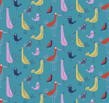 Kuş desenli düz çizim. Ev ve çocuklar için dekorasyon serisi.
