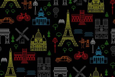 Paris desensiz geometrik tasarım. Seyahat turizm dekorasyon serisi.