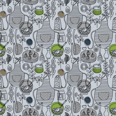  Düz çizim. Mutfak ve ev dekorasyonu serisi.