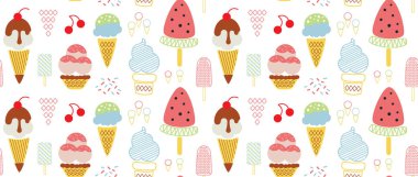 Dondurma kusursuz dekoratif desen tasarımı. Dekoratif kumaş ve paket serisi.